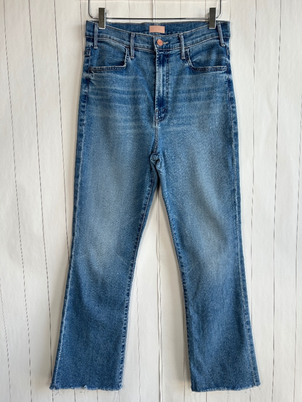Mother jeans size 31 The Hustler Ankle Fray blue Healing Jar light wash raw hem